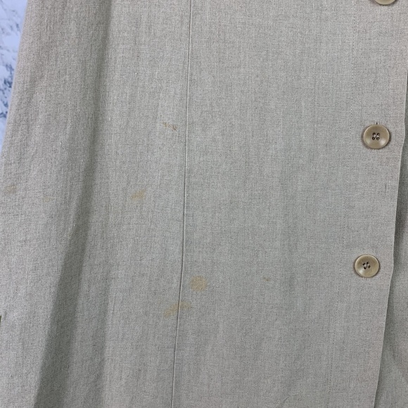 Marina Rinaldi Puro Lino Linen Green Contrast Trim Side Slit Button Midi Dress - Picture 6 of 15